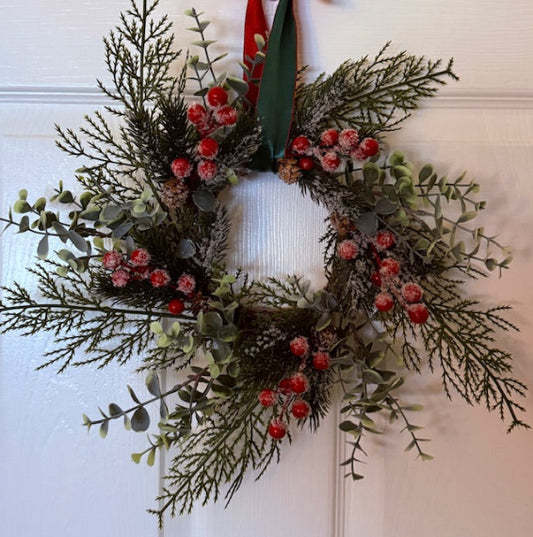 Window Pane with Grapevine Wreath