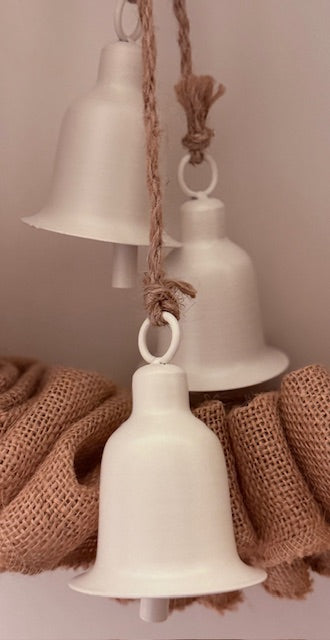 Burlap Wreath with Velvet Ribbon and Bells