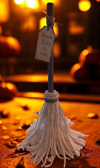 Witches Broom with Wood Tag