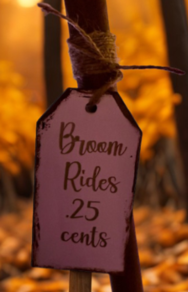 Witches Broom with Wood Tag