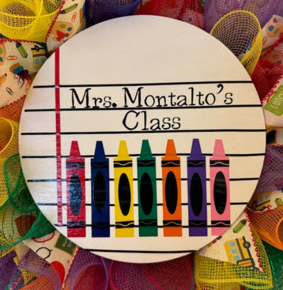 Crayon Teachers Wreath