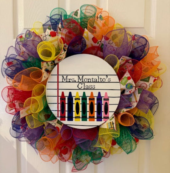 Crayon Teachers Wreath