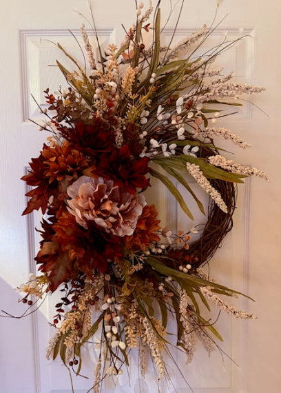 Burgundy Fall Floral Grapevine