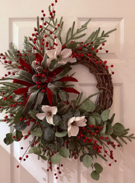 Berry and Magnolia Grapevine Wreath