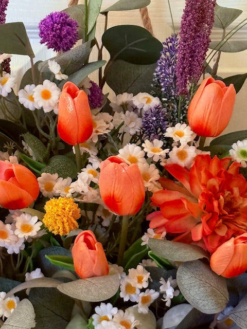 Wildflower Tulip Basket Wreath