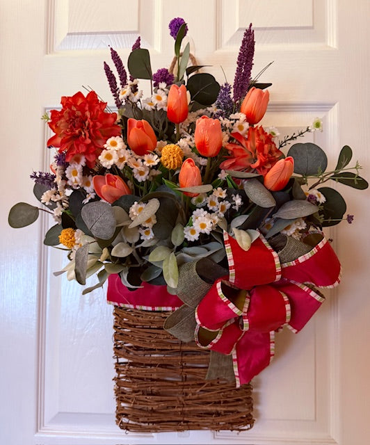 Wildflower Tulip Basket Wreath