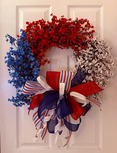 Patriotic Baby's Breath Wreath