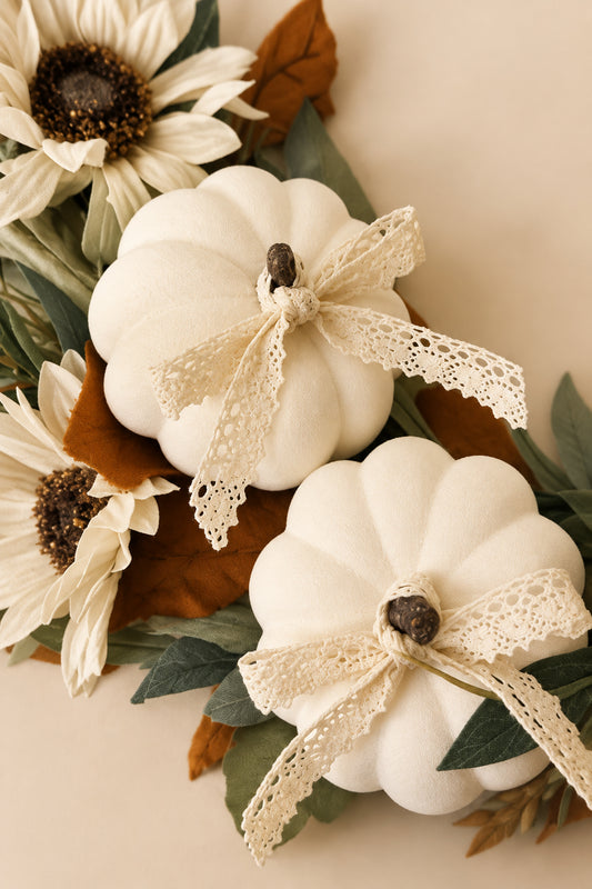 Pumpkins and Cream Fall Wreath