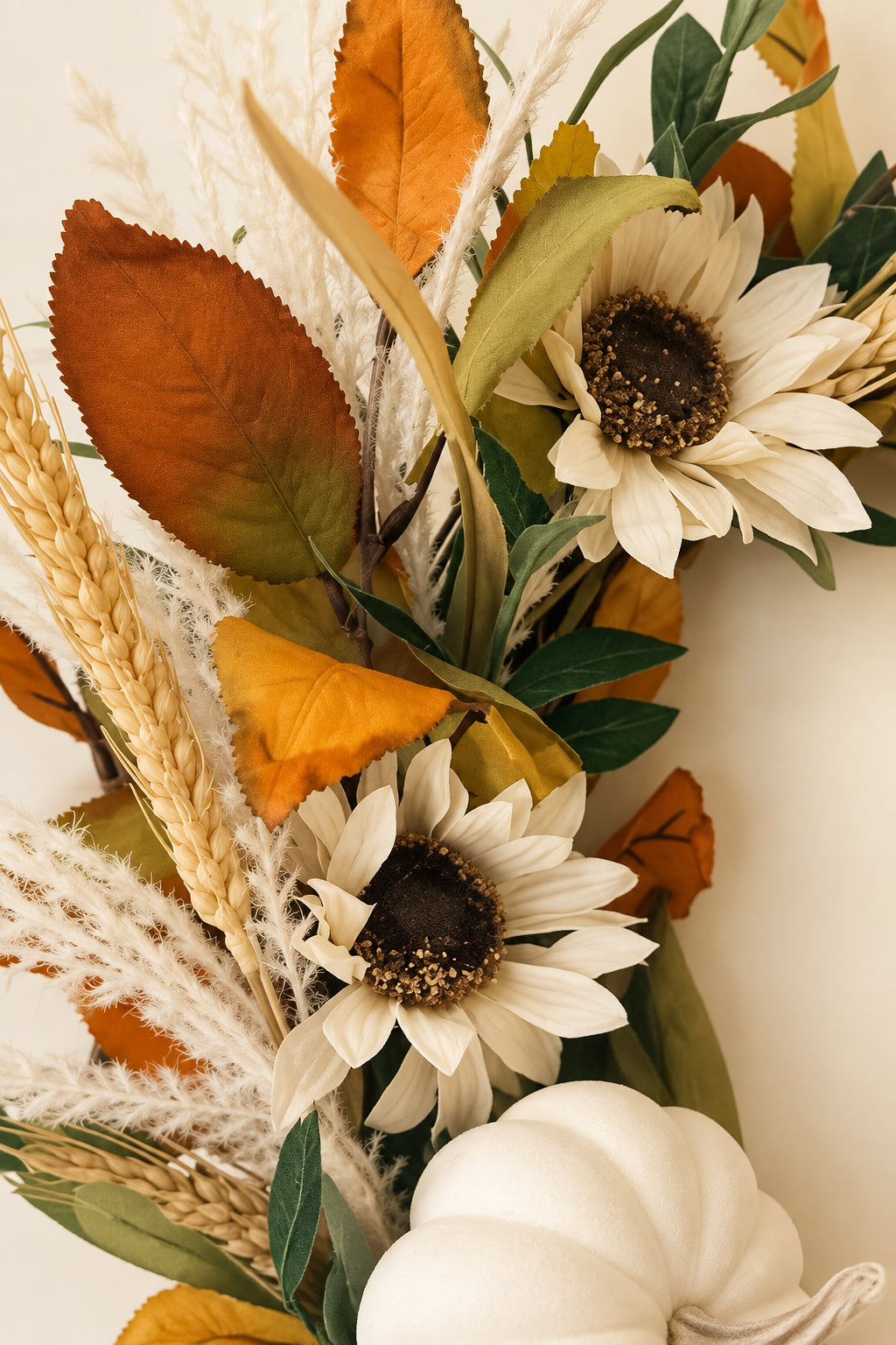 Pumpkins and Cream Fall Wreath